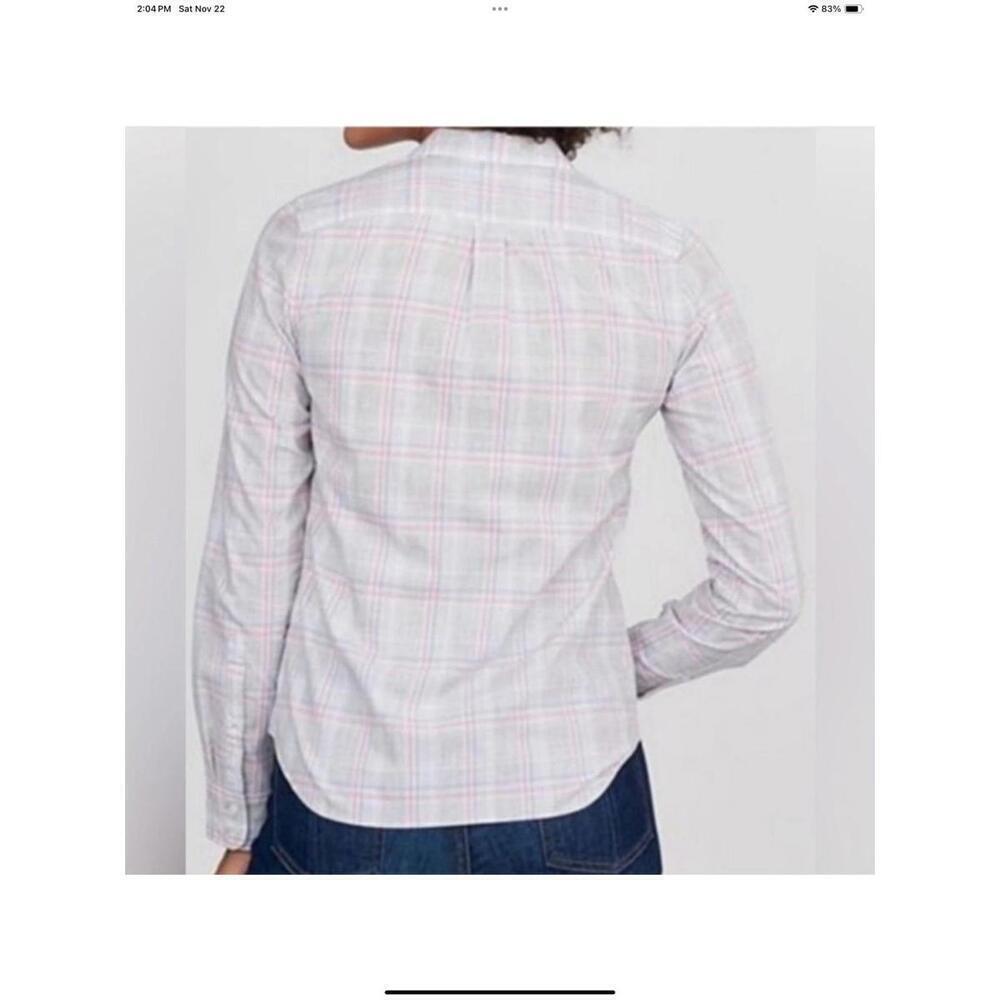UNTUCKIT Shirt Women 8 Chasseles Gray Pink Blue Plaid Button Up Top Long Sleeve - Picture 3 of 4